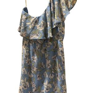 NWT Essue Blue Floral One-Shoulder Ruffle Dress – Medium
